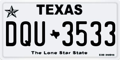 TX license plate DQU3533
