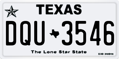 TX license plate DQU3546