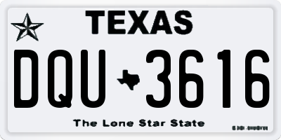 TX license plate DQU3616