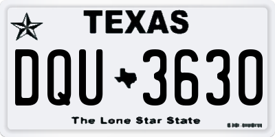 TX license plate DQU3630
