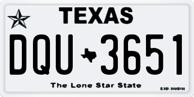 TX license plate DQU3651