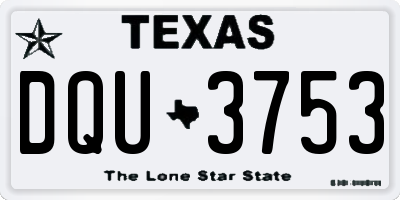 TX license plate DQU3753