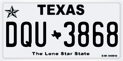 TX license plate DQU3868