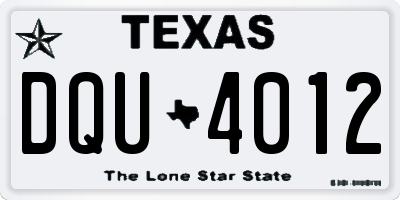 TX license plate DQU4012