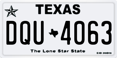 TX license plate DQU4063