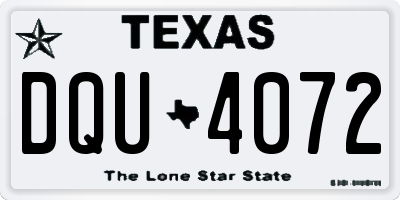 TX license plate DQU4072