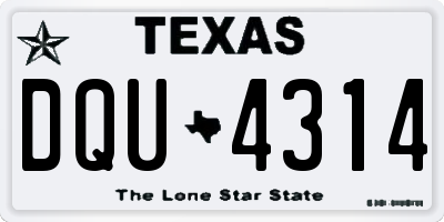 TX license plate DQU4314