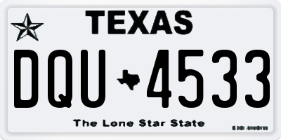 TX license plate DQU4533