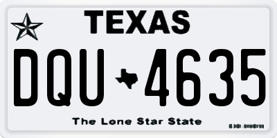TX license plate DQU4635