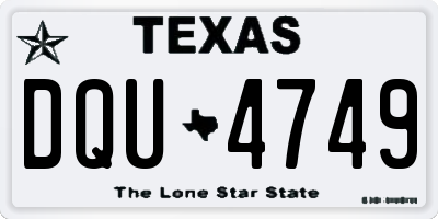 TX license plate DQU4749