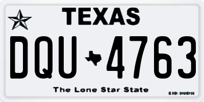 TX license plate DQU4763