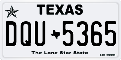 TX license plate DQU5365