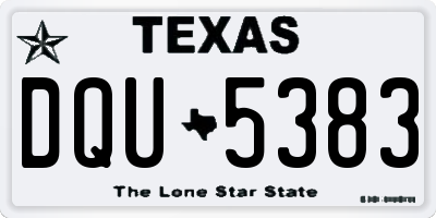TX license plate DQU5383