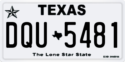 TX license plate DQU5481
