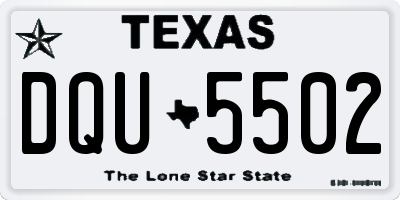 TX license plate DQU5502