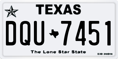 TX license plate DQU7451