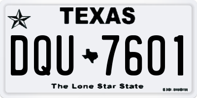 TX license plate DQU7601