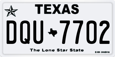 TX license plate DQU7702