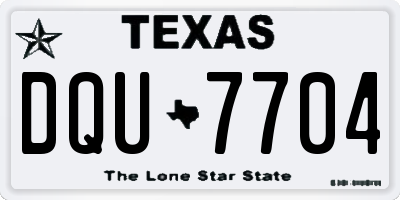 TX license plate DQU7704