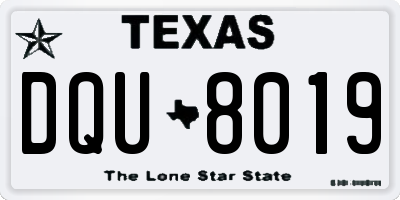 TX license plate DQU8019
