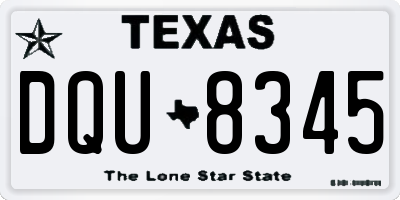 TX license plate DQU8345