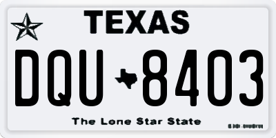 TX license plate DQU8403