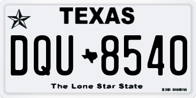 TX license plate DQU8540