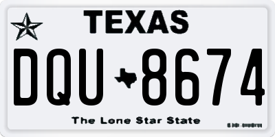TX license plate DQU8674