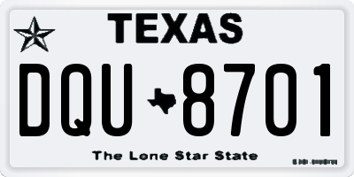 TX license plate DQU8701