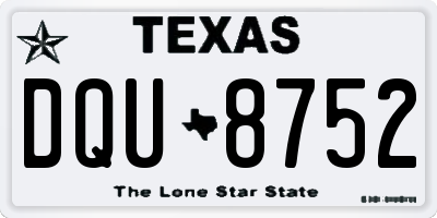 TX license plate DQU8752