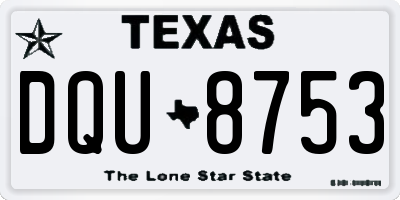 TX license plate DQU8753