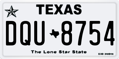 TX license plate DQU8754