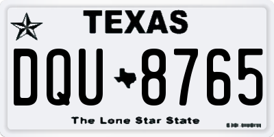 TX license plate DQU8765
