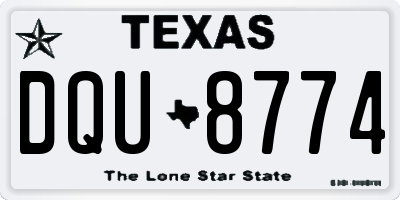 TX license plate DQU8774