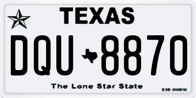 TX license plate DQU8870