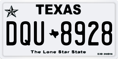 TX license plate DQU8928