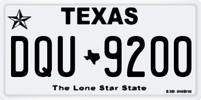 TX license plate DQU9200