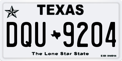 TX license plate DQU9204