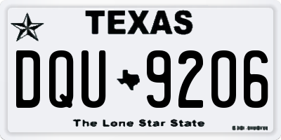 TX license plate DQU9206