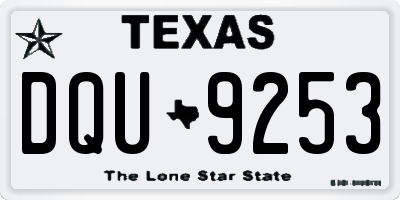 TX license plate DQU9253