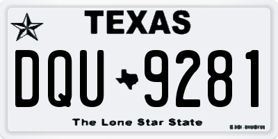 TX license plate DQU9281