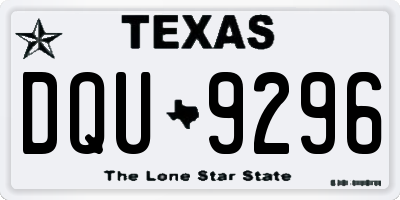 TX license plate DQU9296