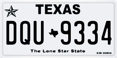 TX license plate DQU9334