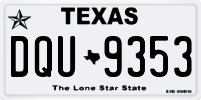 TX license plate DQU9353