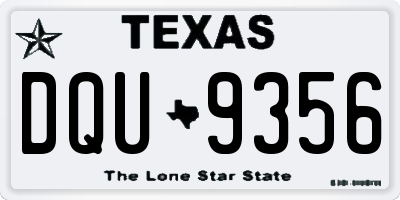TX license plate DQU9356