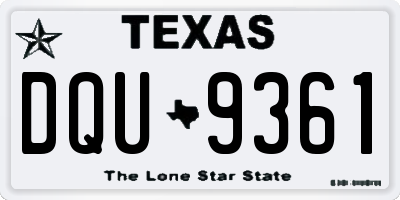 TX license plate DQU9361