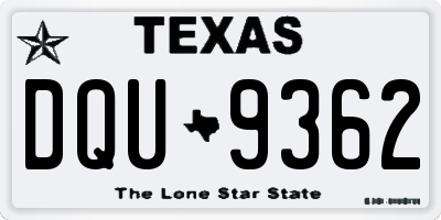 TX license plate DQU9362
