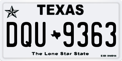 TX license plate DQU9363