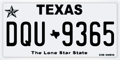 TX license plate DQU9365