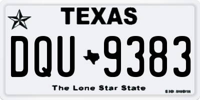 TX license plate DQU9383